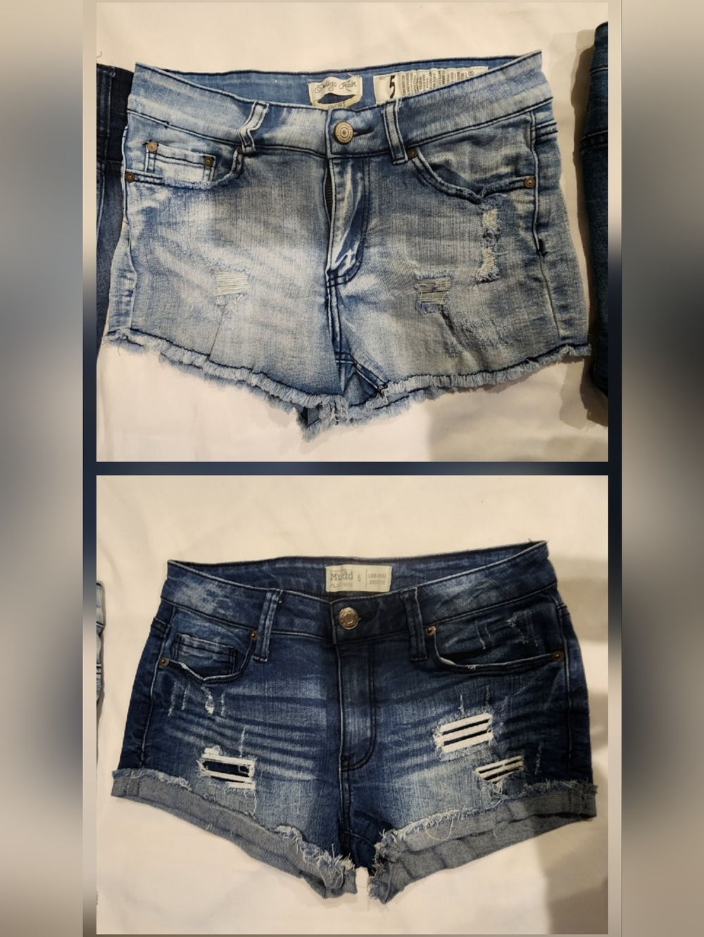 Two Pairs Of Juniors Jean Shorts - Mudd & Indigo Rein